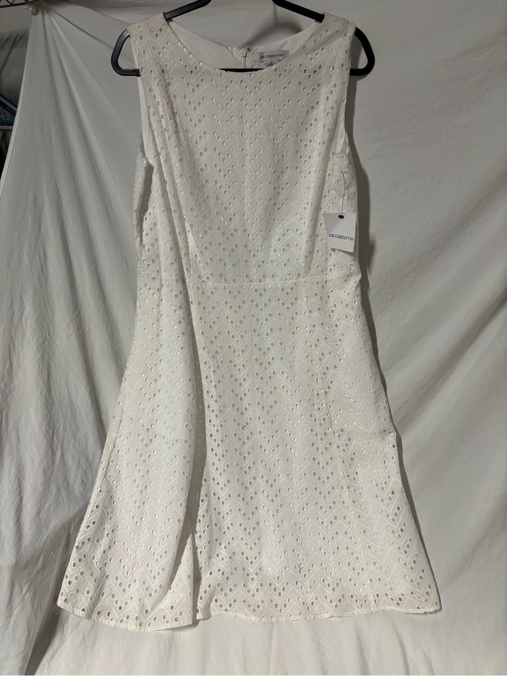Liz Claiborne White Eyelet Sleeveless A-Line Dress